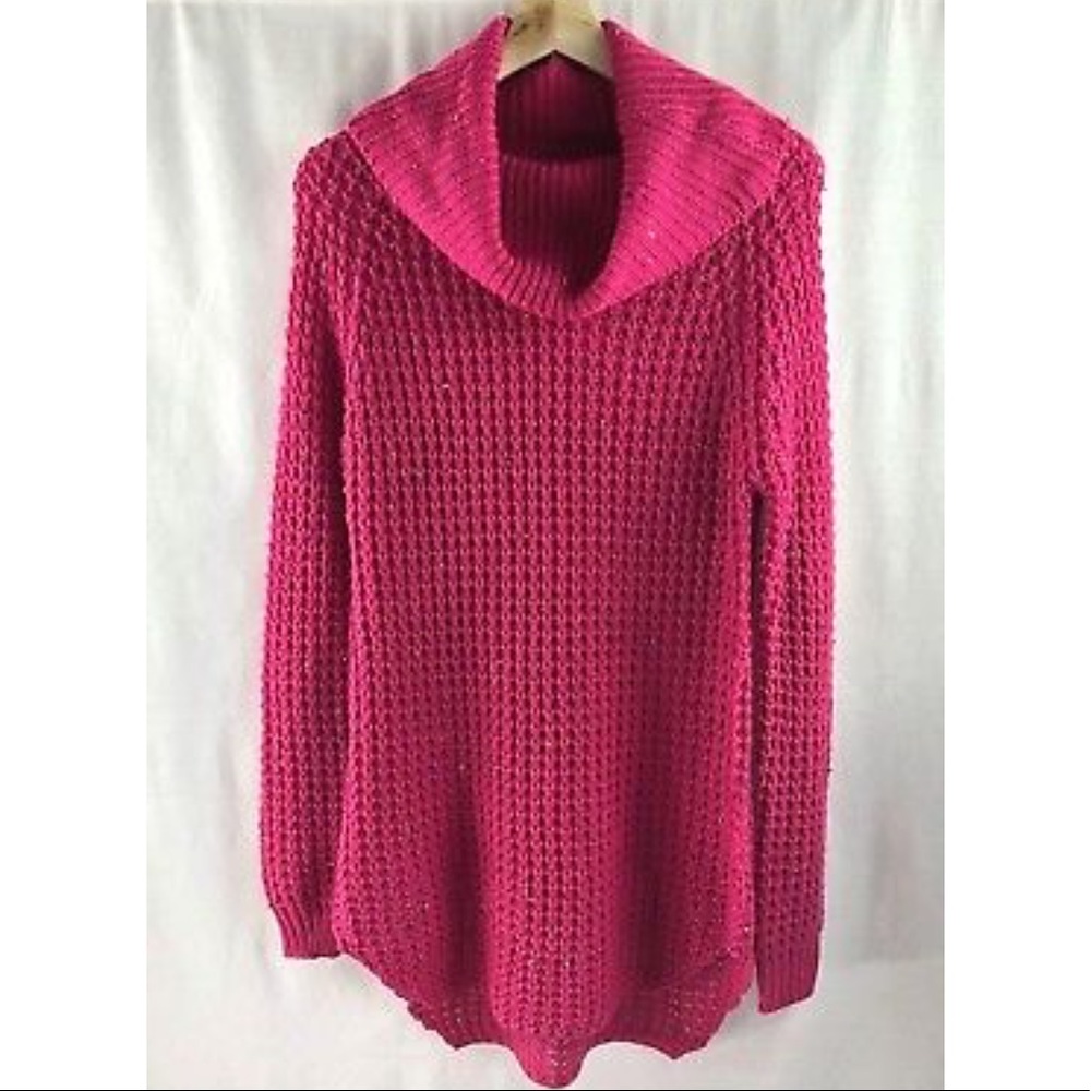 Pink candy confetti waffle long sweater